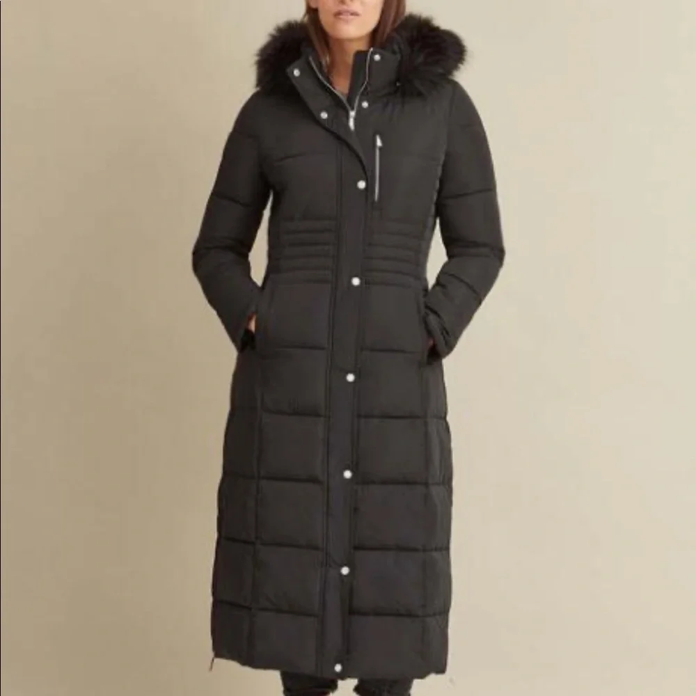 NWOT Faux Fur Trim Maxi Puffer